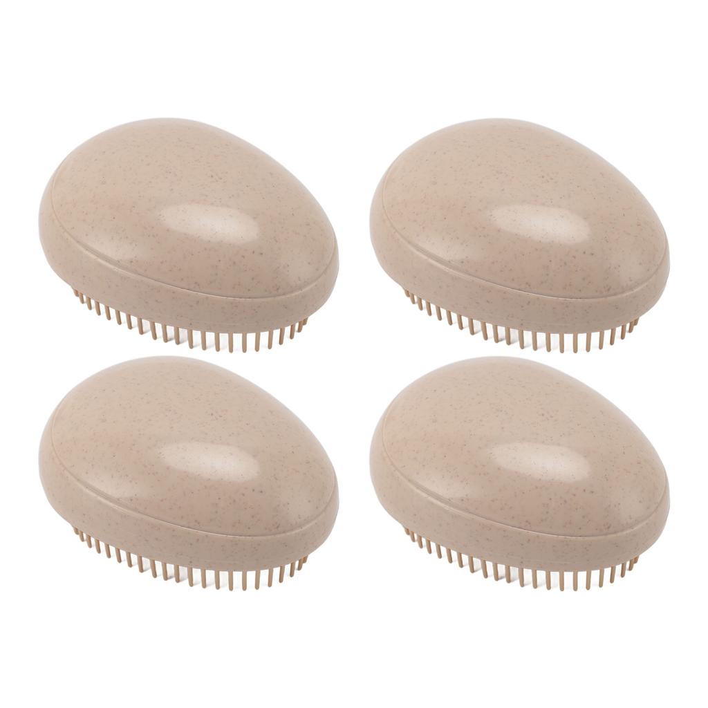 4Pcs Detangling Hairbrush Wheat Straw Soft Teeth Round Handle Dry Wet Scalp Massaging Hair Comb