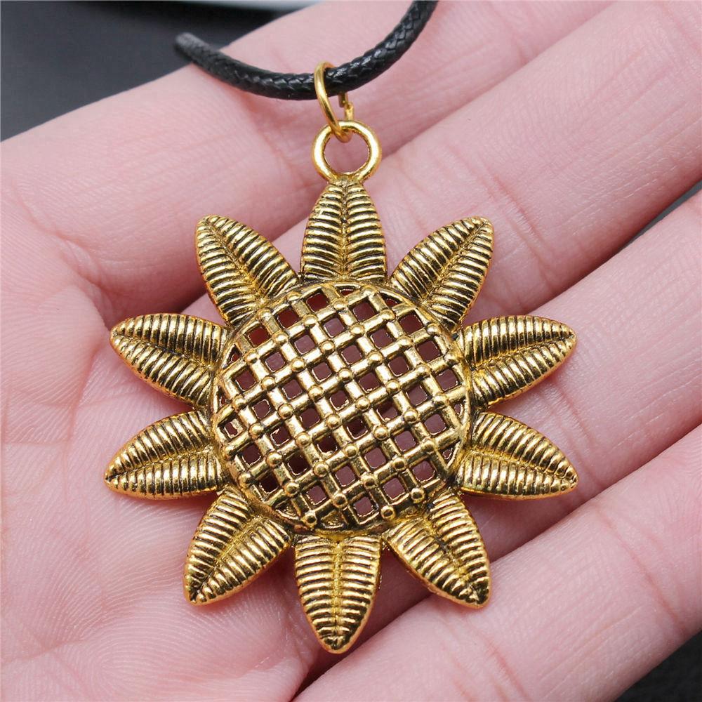 45cm Halskette Lederkette Großes Blatt Blume Kinderschmuck Materialien QN042