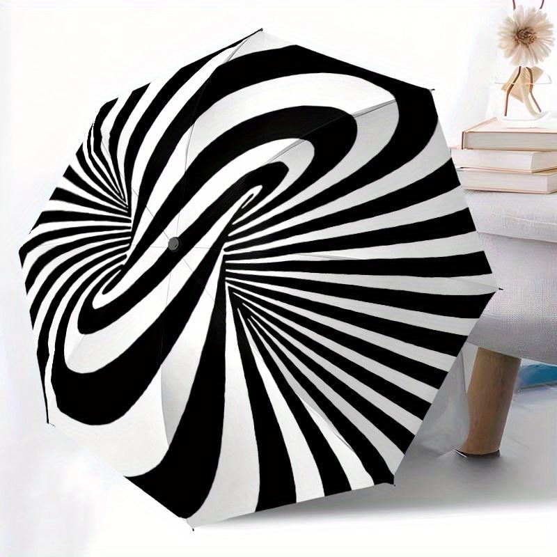 1pc Abstract spiral design Automatic Folding Umbrella, Portable & Foldable Design with 8 Ribs, Casual Outdoor Accessory Halloween and Christ