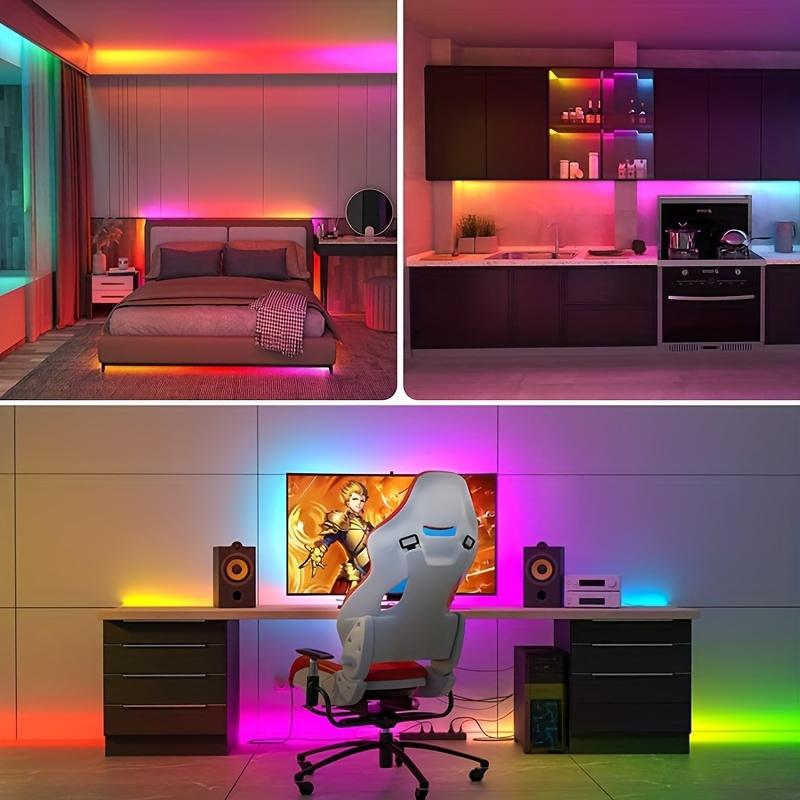 16.4FT/32.8FT LED Strip Lights WS2812B Rainbow Effect USB APP Control Diode Flexible Light DC5V Back Glue Suitable For Holiday Party Music Dance