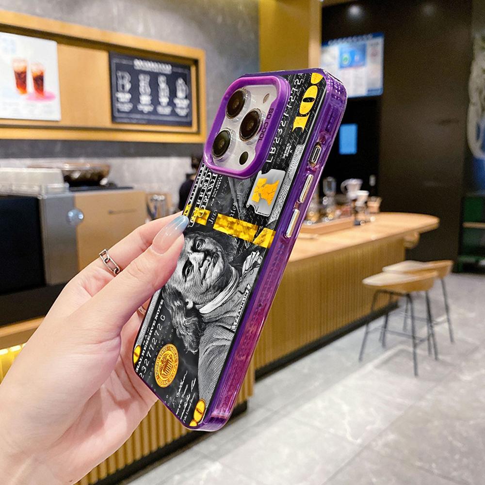 USD Dollar Purple Translucent Mobile Phone Case for iPhone 17 16 15 14 13 12 11 X XR XS Air Pro Max Plus Colorful Cover