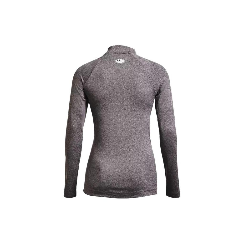 Under Armour ColdGear® Solid Mock Neck Long Sleeve T-Shirt Women Tops Gray 1368702-019