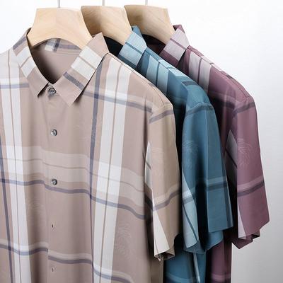 Neues Herren Casual Locker Dünnes Kariertes Herrenhemd Kurzarm Sommer Jugend Sommer