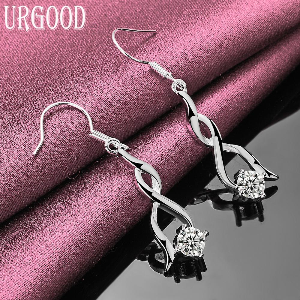 925 Sterling Silver AAA Zircon Earrings Wedding Jewelry