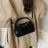 Vintage Suede Leather Shoulder Bag Solid Color Large Capacity Pillow-shaped Tote Bag French Elegant Casual Simple Commuter Bag
