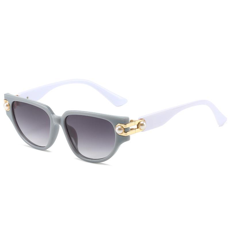 Triangular Cat Eye High-End Pearl Sunglasses, Plain Sunglasses, Women'S Trendy Glasses
