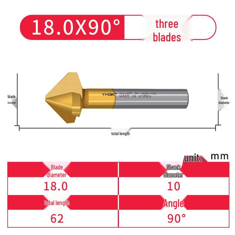 YHOK Coated Cobalt Straight Shank 90° Countersink Drill Bit for Hole Deburring