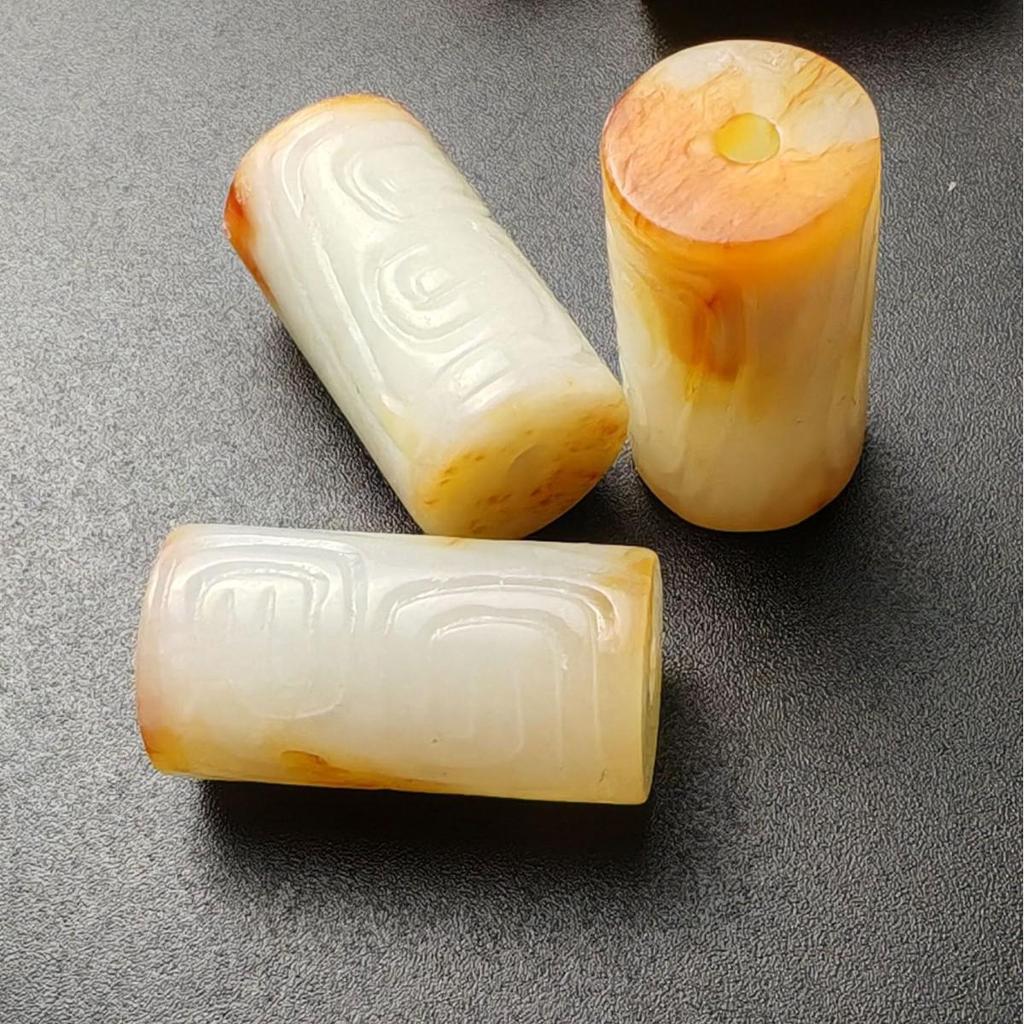 Natural Hetian Jade Square Cylinder Beads, 22mm x 1.1mm, DIY Loose Old-Style Stringing Accessories