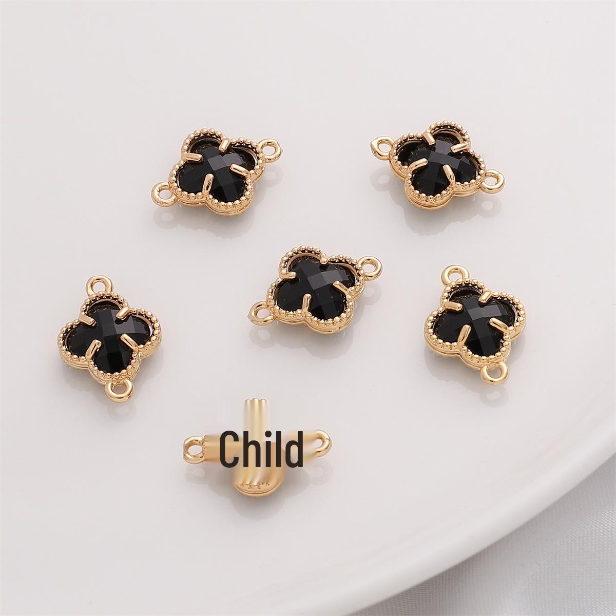 

Подвеска-четырехлистник из золота 14 карат с кристаллами циркония в оправе для DIY-украшений: Браслеты, ожерелья, серьги