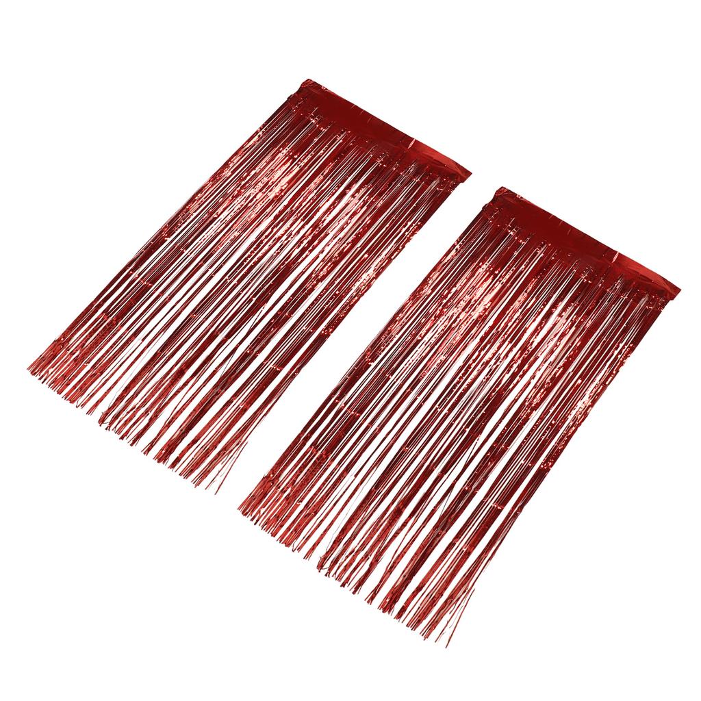 2pcs Foil Fringe Curtain Fringe Backdrop for Wedding Engagement Bridal Shower Birthday Party Stage Decor Red