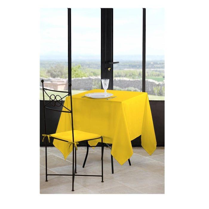 Nappe carrée - 180 x 180 cm - Polyester 100% - Jaune - Lavable en machine