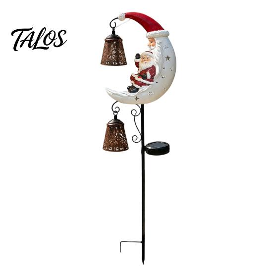 Weather Resistant Garden Path Lights Christmas Solar Stake Light, 3D Resin Santa Snowman Statue Yard Lawn Decor Crescent Moon LED Pathway Light