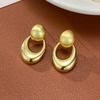 Geometric Metal Brushed Craft Earrings - Elegant and Slimming Design for Women