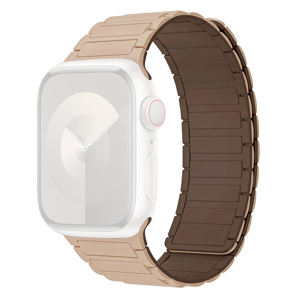 

For Apple Watch 10 46mm/Ultra 2/Ultra 49mm/9 8 7 45mm/SE (2023) SE (2022) SE 6 5 4 44mm/3 2 1 42mm Silicone Wrist Strap Milk Tea Chocolate