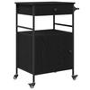 Kitchen Trolley Black Oak Effect 56 X 43 X 89.5 Cm