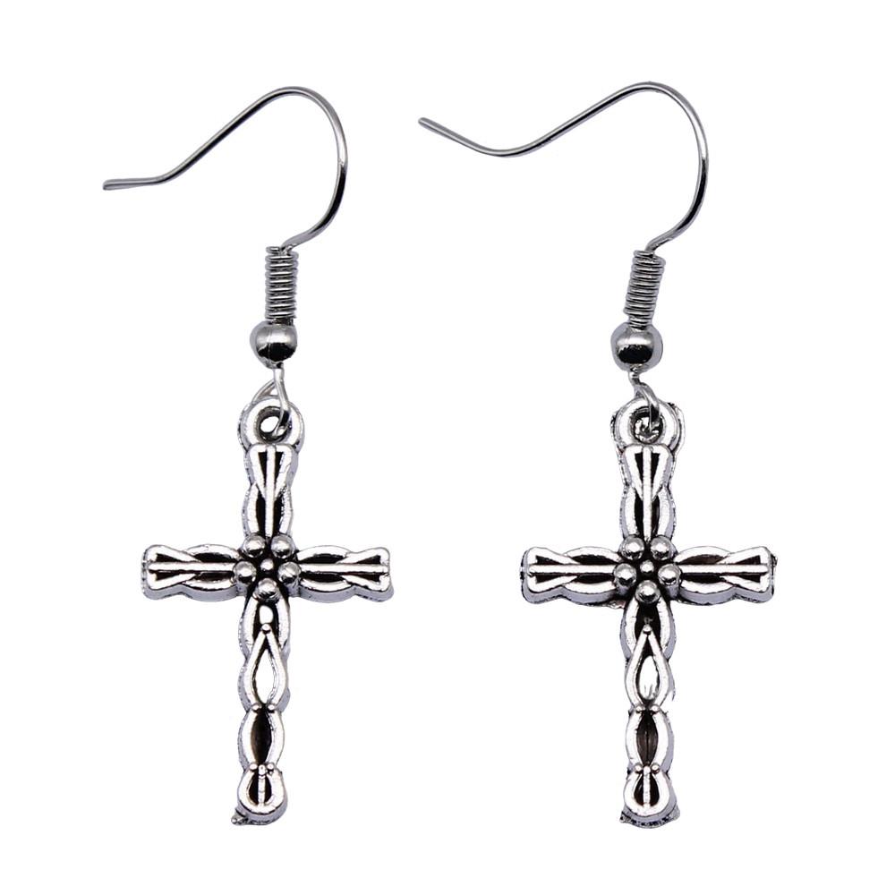 Cross Dangle Earrings Minimalist Gothic Christian Symbol Drop Earrings Girl Jewelry