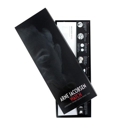 ARNE JACOBSEN BANKERS 53102-2001 Watch, 40mm, Scandinavian Design, Water Resistant (Quiet Design with No Second Hand), White with Black Leather Strap