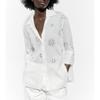 Za Summer New Arrival All-Matching Lapel Decorated Row Button Loose Casual Top Cut Out Embroider Shirt 4043064