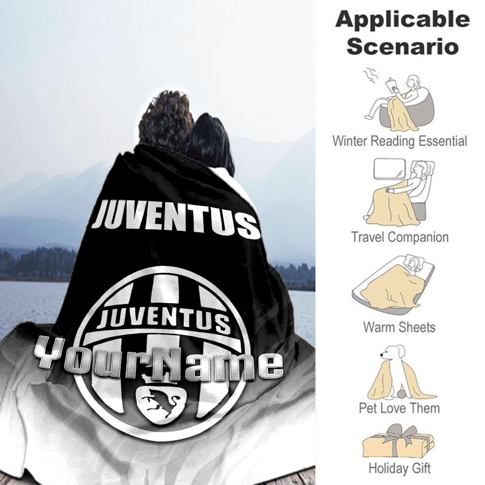 Juventus Personalized Name Blanket Gift Customizable Blanket Soft Warm Cozy Perfect for Livingroom Seaside Couch Office Chair Four Seasons Universal