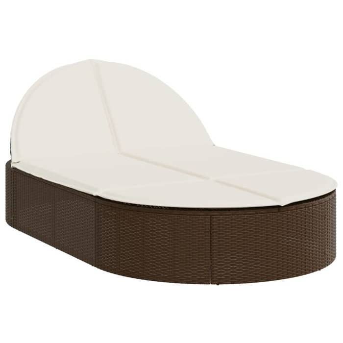 VidaXL Chaise longue double avec coussins marron résine tressée 368647