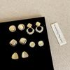 High Sense Geometric Gold Opal Stud Earrings Women'S Simple Personality Fashion Temperament Commuter Versatile Earrings