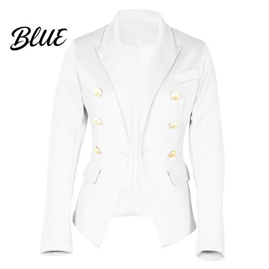 Kadın Sonbahar Düz Renk İnce Ceket Takım Elbise Ceketi Çift Düğmeli İş Blazer