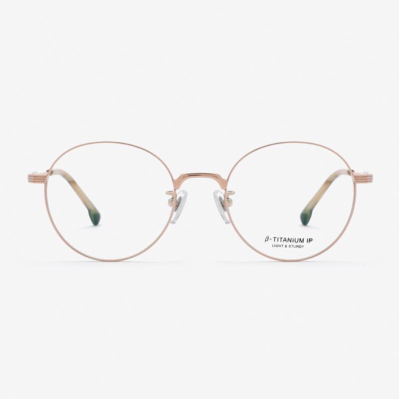 

aloeyewear [ALOXROUNZ] Beta Titanium Round Glasses Frame ARA8112 C4 Rose Gold NONE
