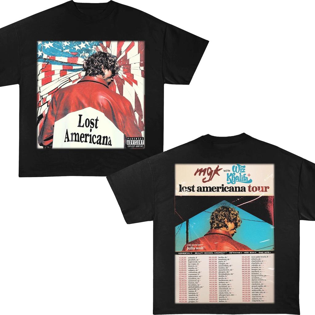 MGK Lost Americana Tour Shirt, Machine Gun Kelly with Wiz Khalifa 2026 Concert Tee, Double Sided Graphic Tee
