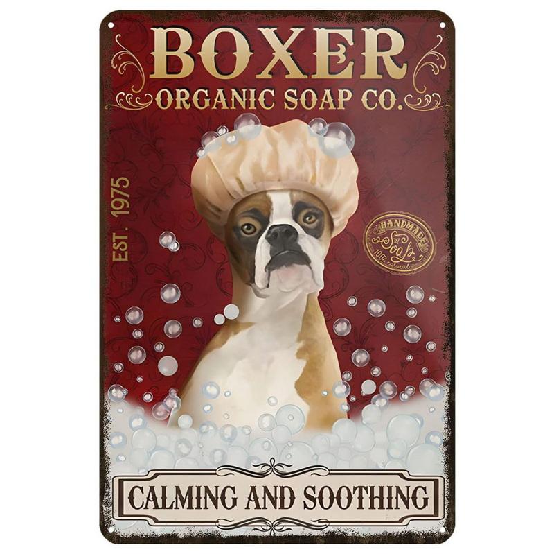 Dogs Metal Tin Signs Labrador Pitbull Wall Art Posters Plaque Vintage Iron Painting Decoration for Home Cafe Game Room Club Bar