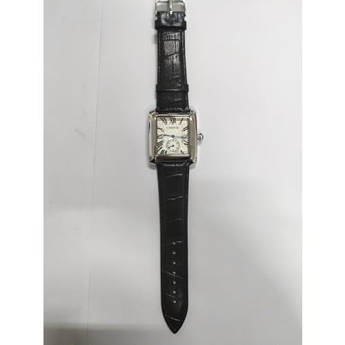 Lancardo Men's Waterproof Watch with Japanese Quartz Movement, Leather Strap, Analog Display, Square Face, Roman Dial, Simple Design, Black, Antique S