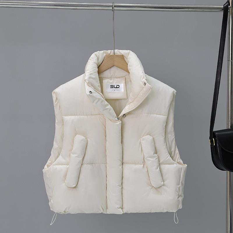 High-waisted Cotton Vest Women's Autumn and Winter Stand-up Collar New Sleeveless Cotton Vest Outer Wear Horse