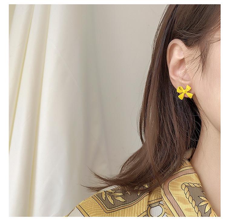 

S925 Silver Korean Mori Bow Stud Earrings - Trendy and Elegant