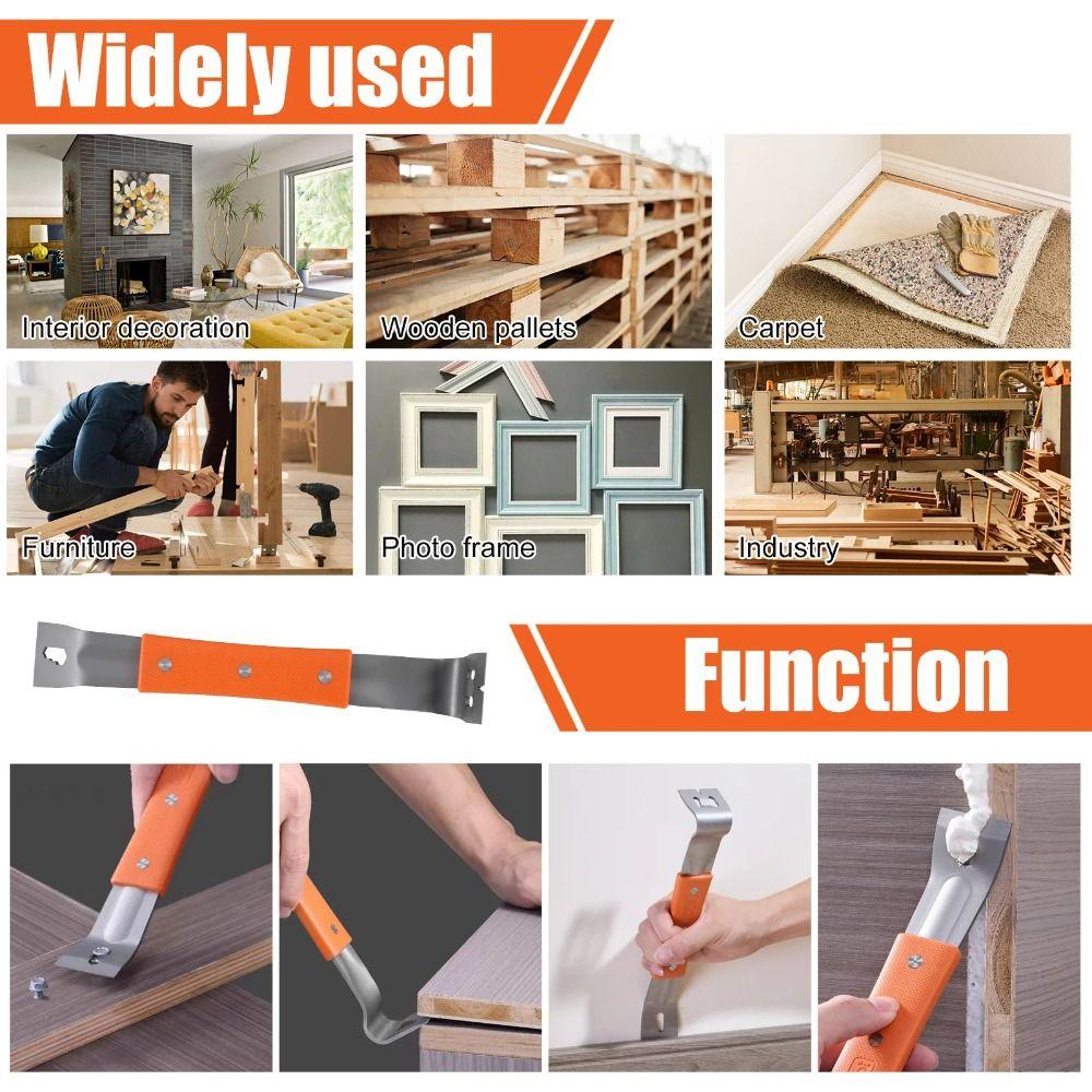 Stainless Steel Pry Bar Rubber Handle Angle Head Nail Puller Multifunctional Nut Bar  Woodworking