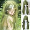 Layered Synthetic Straight Hair Heat-Resistant Long Fruit Green Wig Cosplay Party