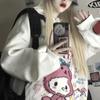 Felpa con cappuccio Kawaii Harajuku per donna Felpa coreana Felpa con stampa Anime Vintage Rosa Felpa con cappuccio oversize Vestiti carini Top per ragazze