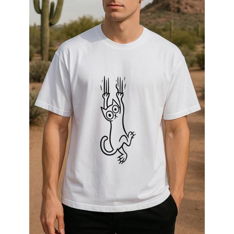 

European sizes On The Night of December 31St, The Inverted New Year Cat Happy New Year Men S Short-Sleeve Shirt Features 4XL білий