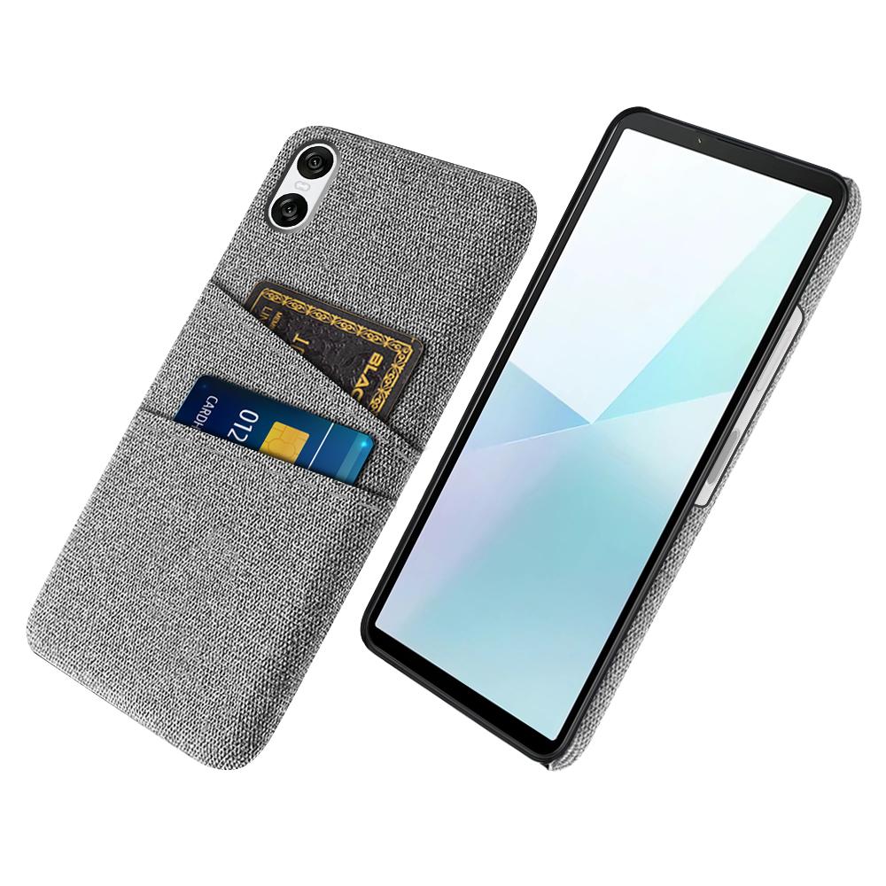 For Sony Xperia 10 VI Case Cloth Fabric + Hard PC Phone Cover with Dual Card Slots Anti-Fingerprint