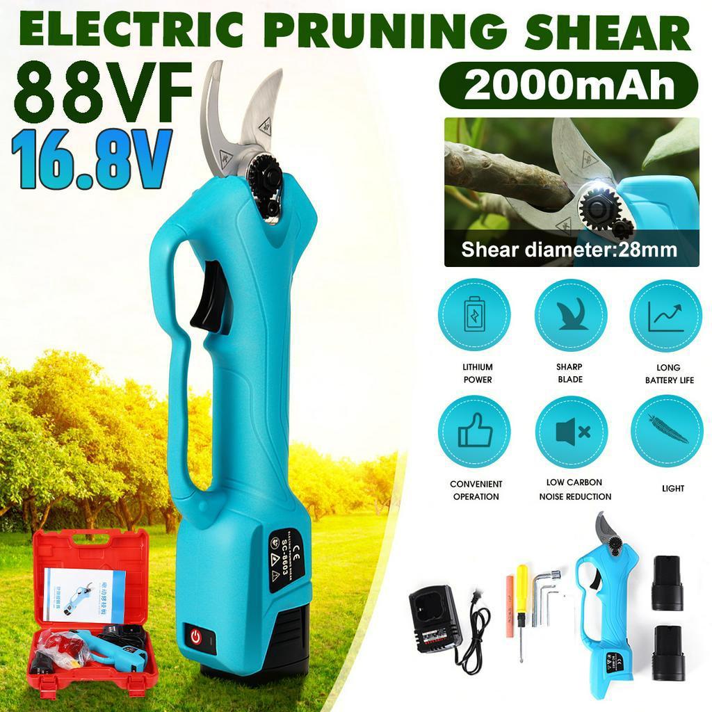 16.8V 88VF Cordless Pruner Electric Pruning Shear 2000mAh Lithium-ion Battery Efficient Fruit Tree Bonsai Pruning Branch Cutter