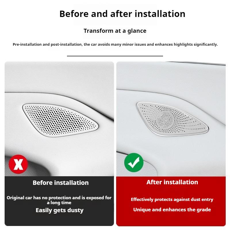 For BYD Sealion 5 Song Pro DM-i Door Speaker Cover Stainless Steel Audio Trim Ring Glossy Black Interior Accessories