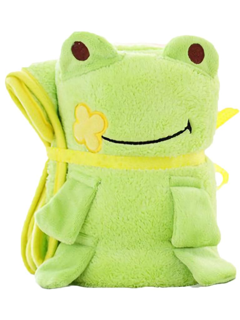 Azrte Large Animal Warm Fleece with Ribbon Cute Frog Pillowcase Blanket, Wrap, Throw,