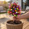 18 Inch Artificial Flower Stake Multicolor Bouquet Artificial Petunias with Ground Stake  Outdoor