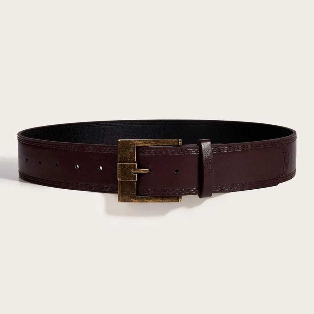 Solid Color Metal Buckle Wide Belt Y2K PU Leather Waistbands Wide Waist Belt  Western Cowgirl