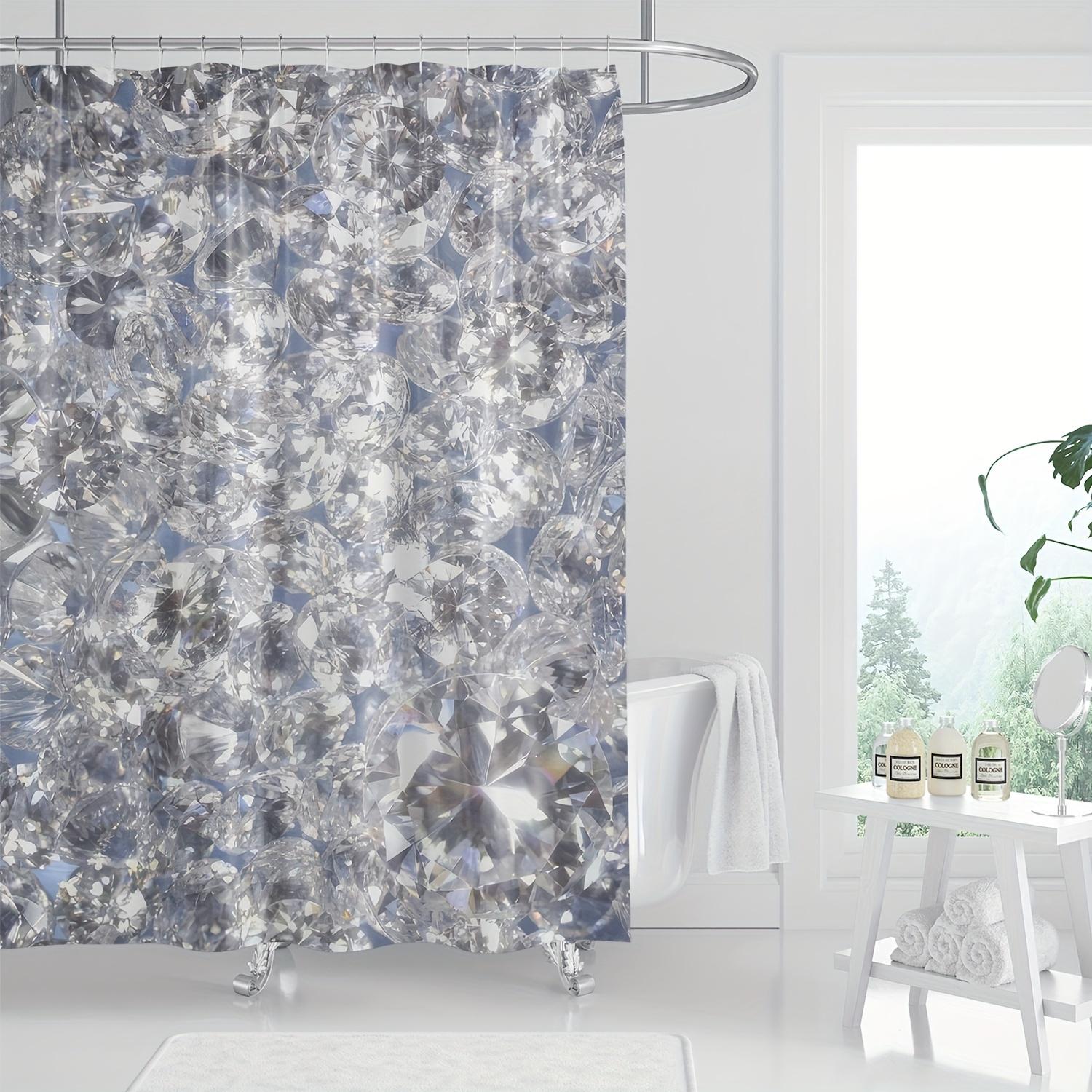

1pc, Sparkling Diamond Print Shower Curtain, 70.87 x 70.87 inches, Digital Print Waterproof Decorative Bath Curtain W90xH180cm