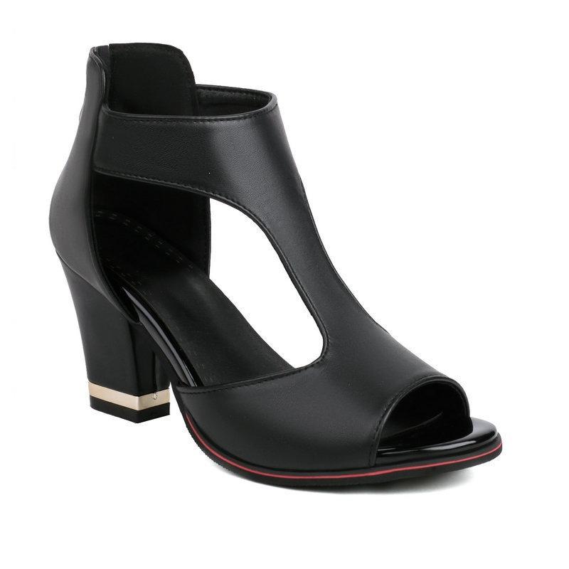 Sandali Estivi Bocca di Pesce Taglia Grande 43 Zip Posteriore 40 Tacco Alto Scarpe da Donna 18H1 Bianco Nero Rosso