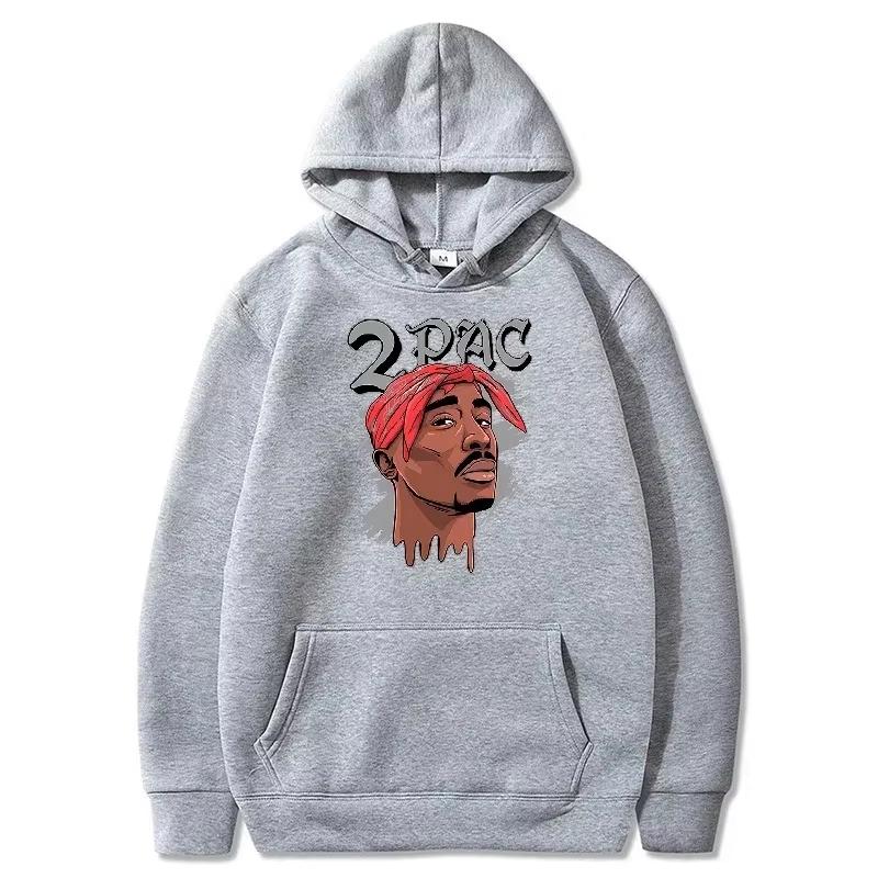 Hot Sale 2PAC Tupac Hip Hop Portrait Print Hoodie Rapper Vintage Streetwear Unisex Pullover Sweatshirt Loose Cozy and Versatile
