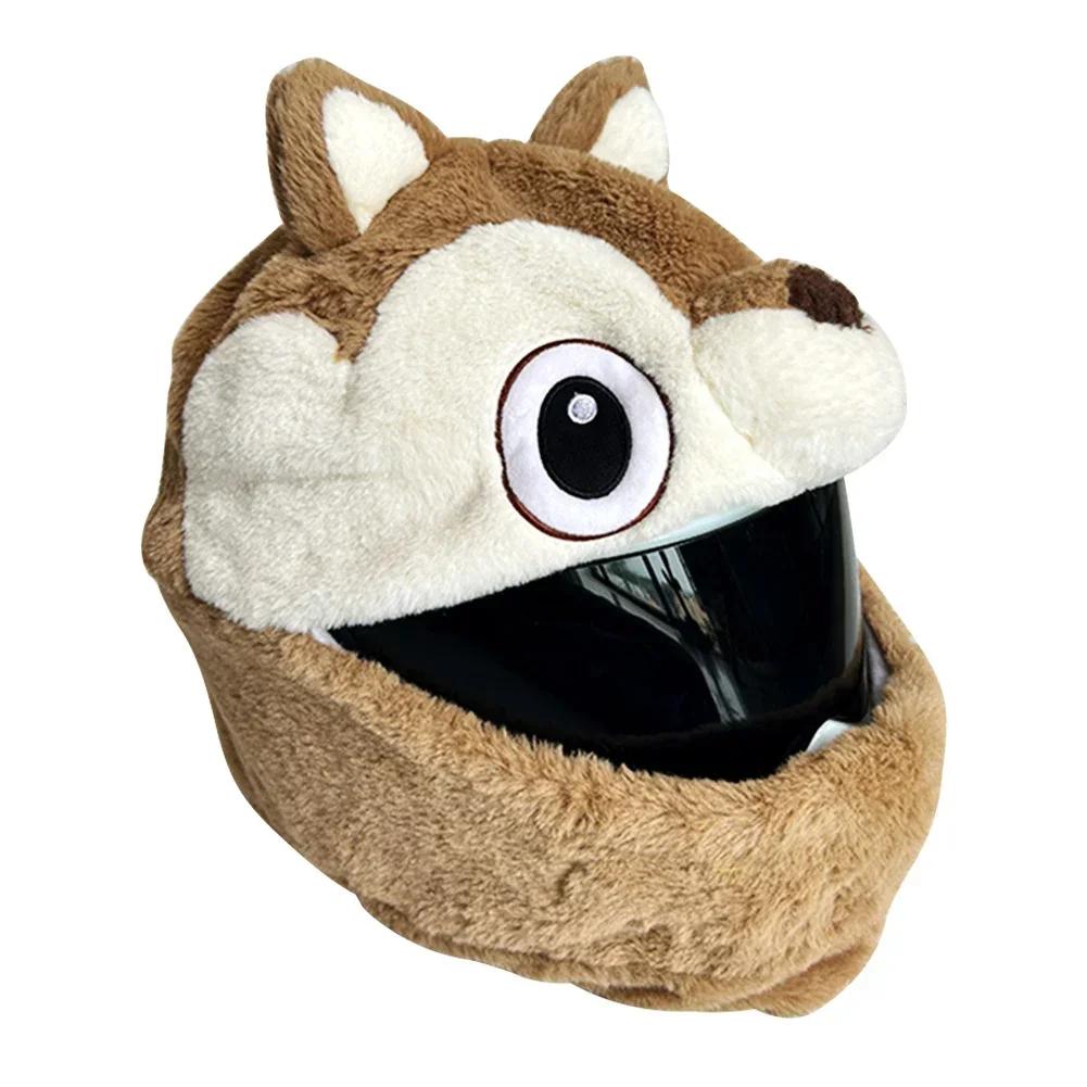 Set de pluș pufos de desene animate de protecție pentru cască Husă de protecție pentru toată fața Husă de protecție pentru motociclete Siguranță la modă