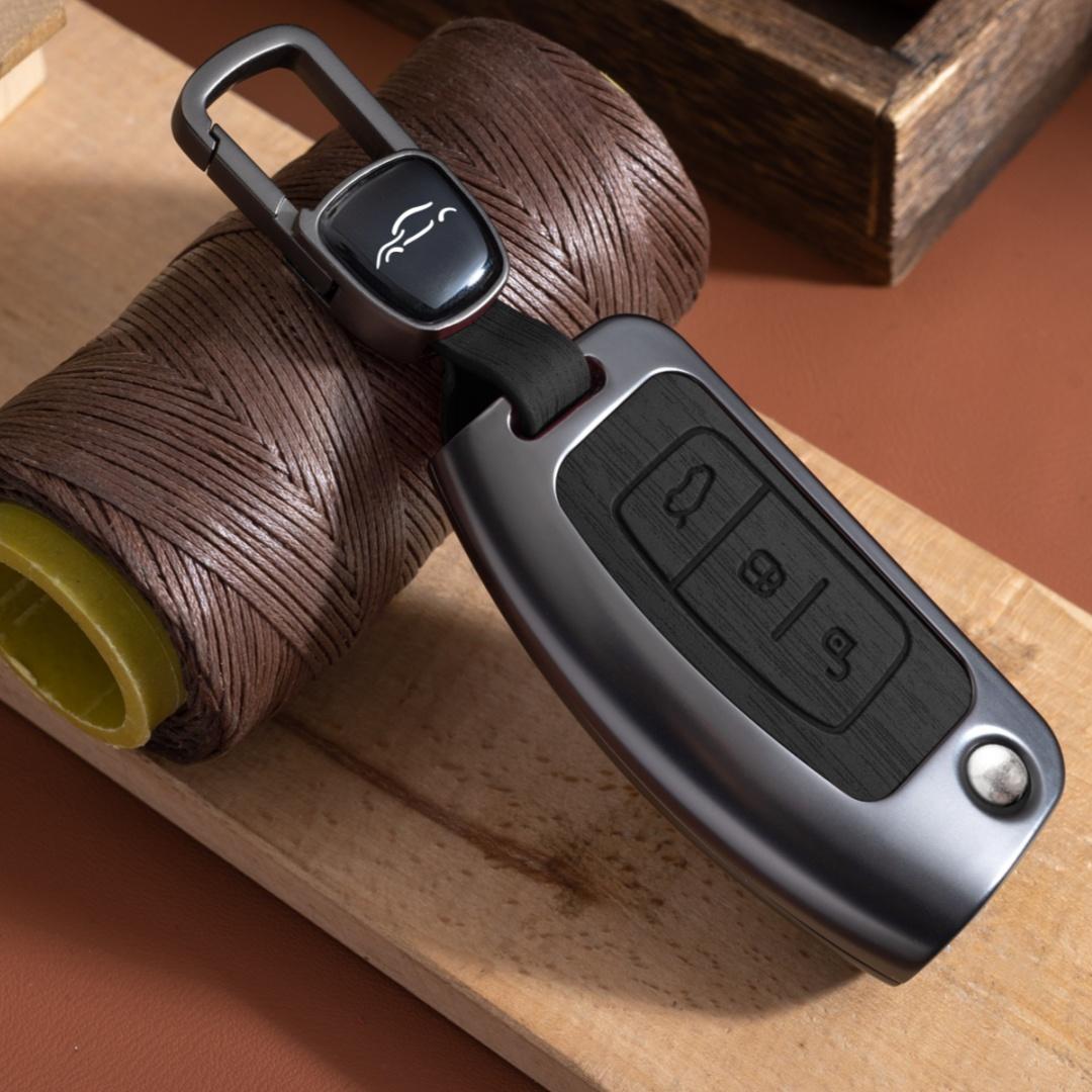 

Металлический складной чехол для ключа автомобиля Shell Fob с полным покрытием для Ford Focus 2 Falcon Escape Galaxy Kuga B-Max C-Max Ecosport Fiesta Ford 3 Buttons чёрный