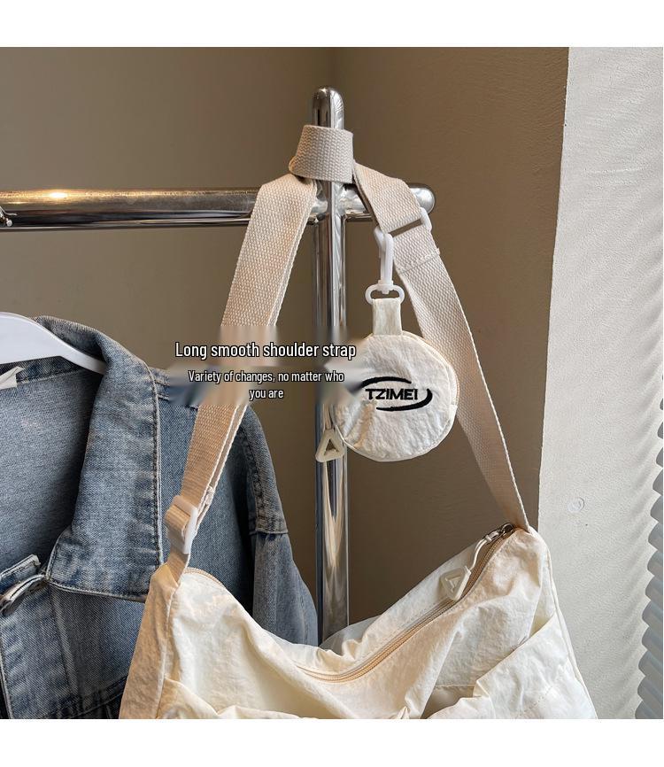 Korean Style Large Capacity Canvas Tote Bag - 2025 Autumn Pleated Niche Shoulder Crossbody Bag