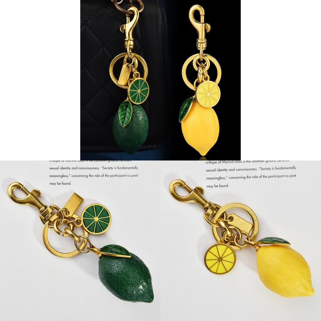 Fruit Bag Charm Key Holder With Electroplated Alloy Material And Lemon Pattern For Women