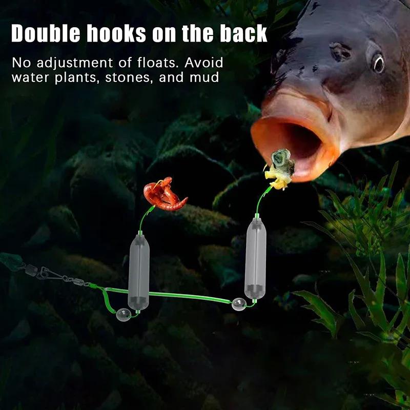 1Pcs High Carbon Steel Silver Anti-separation Base Fishing Hook Double Hook For Fishing Live Bait With Double Bait Keeper Barbs